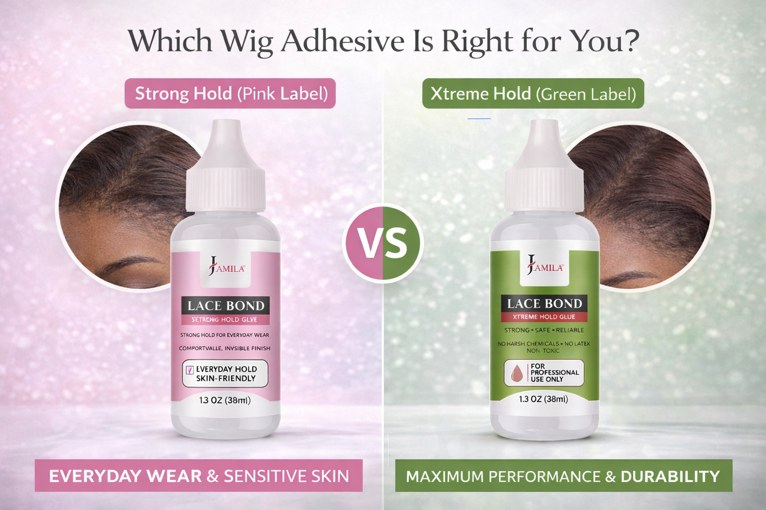 J.AMILA® Lace Bond Xtreme Hold Glue | Invisible, Non-Toxic Professional Wig Adhesive – 1.3 oz (38 ml)