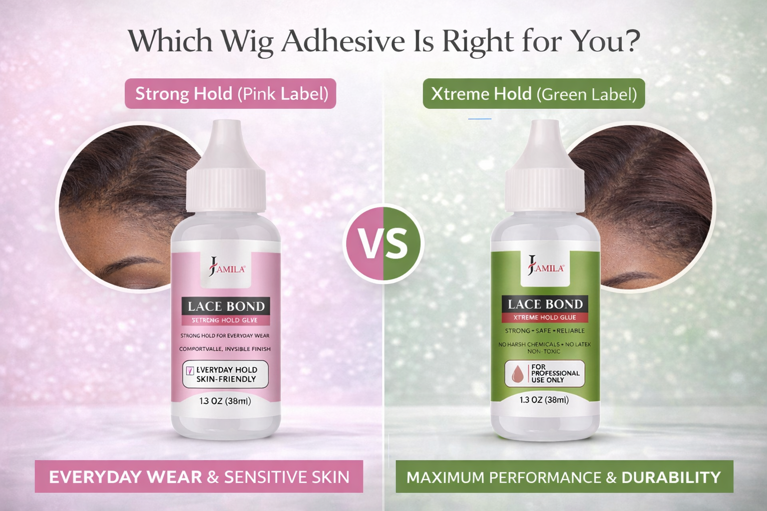 J.AMILA® Lace Bond Xtreme Hold Glue | Invisible, Non-Toxic Professional Wig Adhesive – 1.3 oz (38 ml)