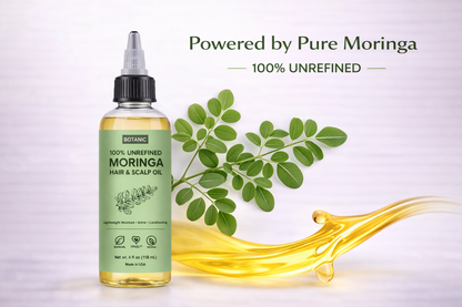 100% Unrefined Moringa Hair &amp; Scalp Oil Lightweight Moisture, Shine &amp; Conditioning | Vegan, Cruelty-Free 4 fl oz (118 mL)