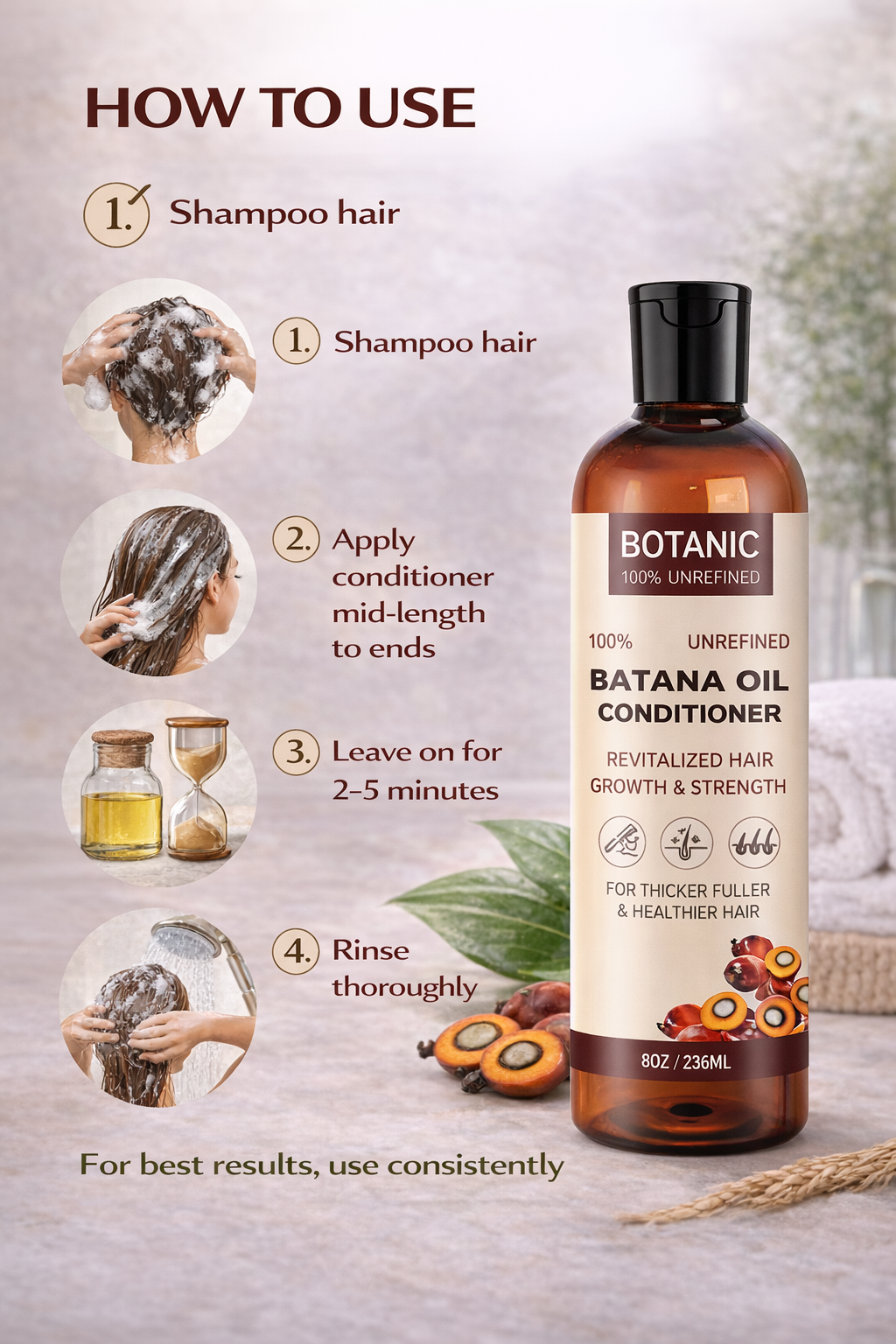 How to use Batana oil conditioner after shampooing for best results