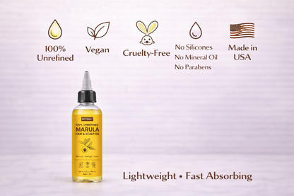 100% Unrefined Marula Hair &amp; Scalp Oil – Moisture, Strength &amp; Shine | Vegan, Cruelty-Free 4 fl oz (118 mL)