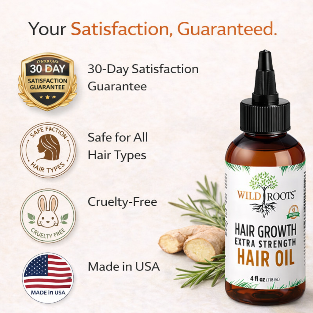 Wild Roots Extra Strength Hair Growth Oil – Fast-Growing, Thickening Scalp &amp; Hair Treatment (4oz)
