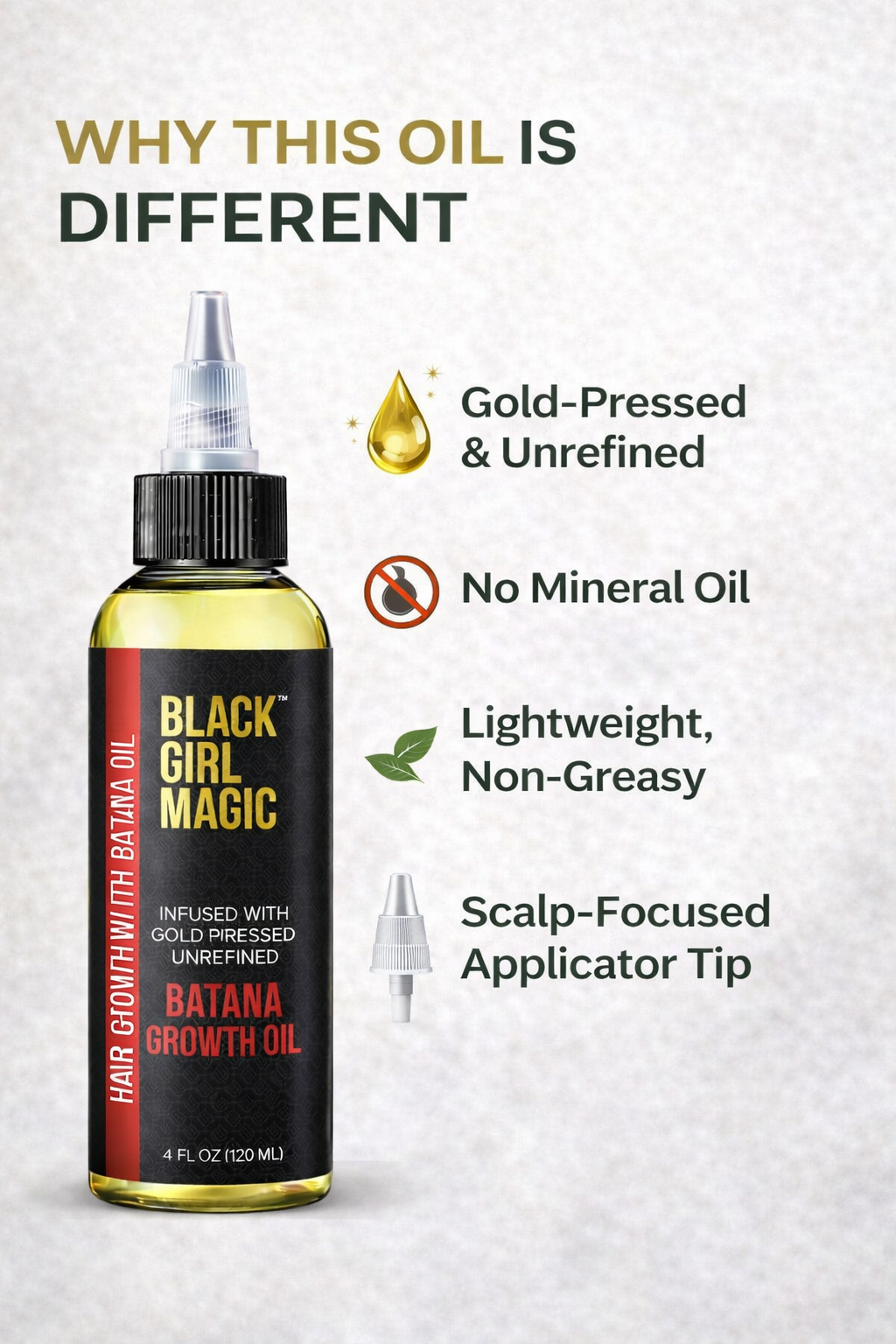 Black Girl Magic infused with gold press Unrefined Batana growth hair oil 4 Oz
