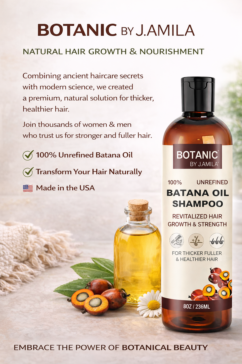Natural Batana oil shampoo made to support healthy hair growth and strength