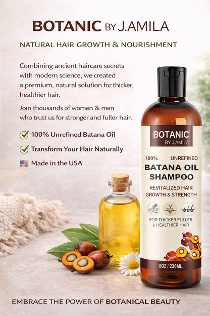 Natural Batana oil shampoo made to support healthy hair growth and strength