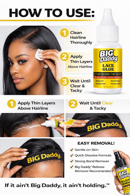 Big Daddy™ Lace Glue Extreme Hold Invisible Lace Adhesive (Waterproof &amp; Sweat-Resistant)