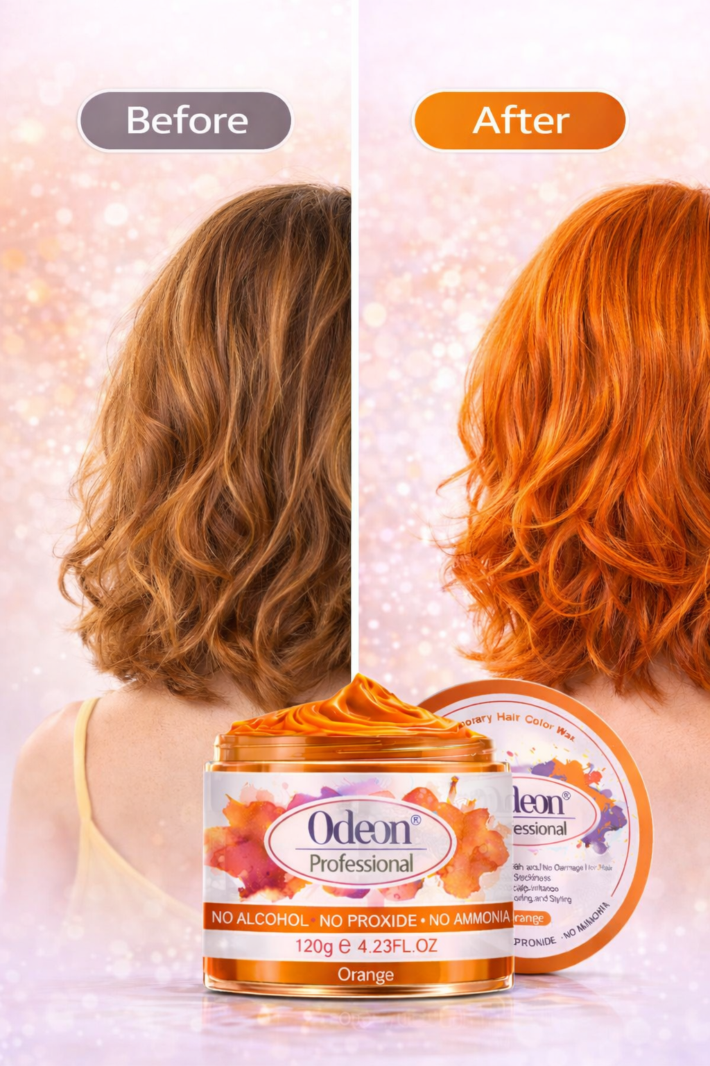 Odeon Professional Orange Hair Color Wax, Temporary Hair Dye for Women &amp; Men (4.23oz)