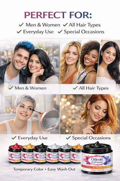 Odeon Professional Black Hair Color Wax, Temporary Hair Dye for Women &amp; Men (4.23oz)