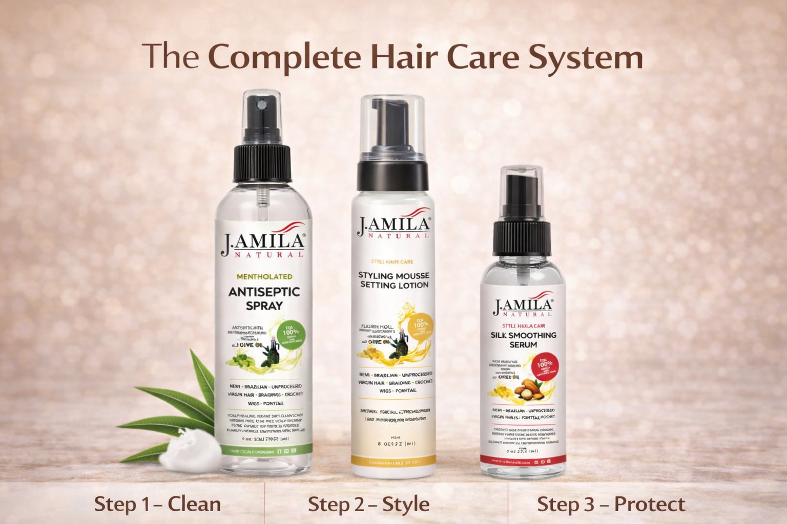 J. Amila Natural Silk Smoothing Serum with Argan Oil – Heat Protectant, Frizz Control &amp; High Gloss Shine for Natural Hair, Wigs &amp; Extensions (2 oz / 59.2 ml)