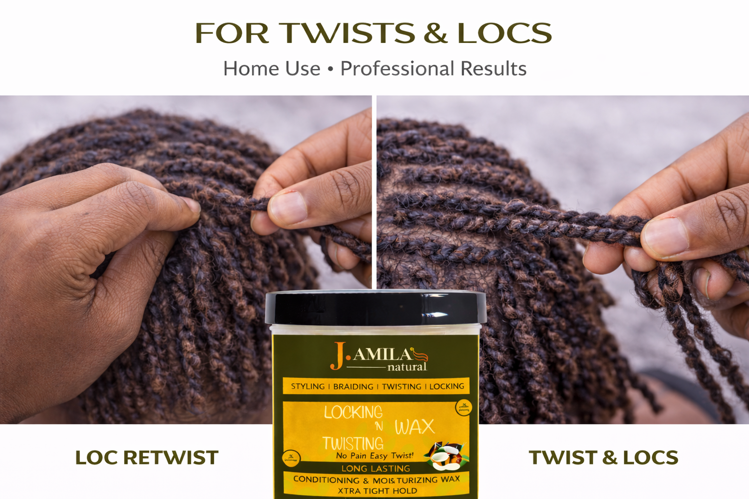 Jamila Natural Award-Winning– Xtra Tight Hold Twisting ‘N Locking Wax (16oz / 473ml)