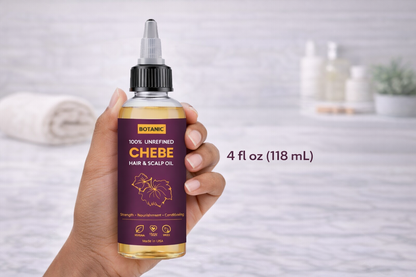 100% Unrefined Chebe Hair &amp; Scalp Oil – Strength, Nourishment &amp; Moisture Retention | Vegan, Cruelty-Free 4 fl oz (118 mL)