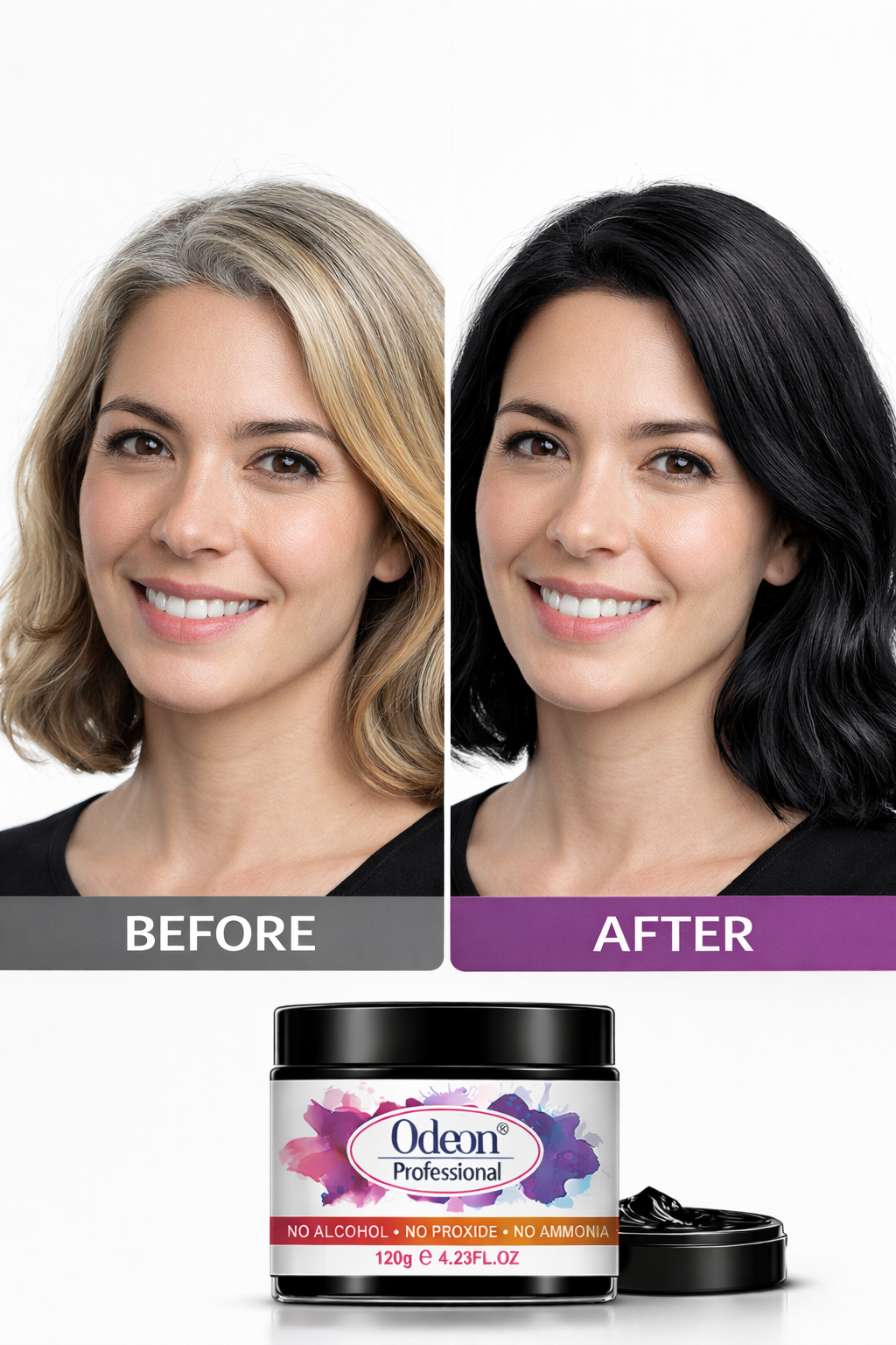 Odeon Professional Black Hair Color Wax, Temporary Hair Dye for Women &amp; Men (4.23oz)