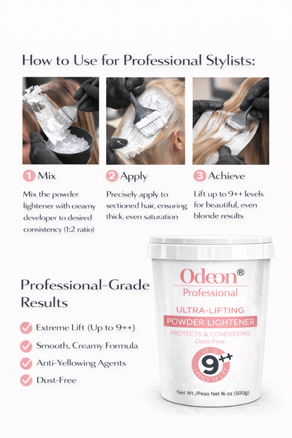 Odeon Professional Ultra-Lifting Powder Hair Lightener Up To 9++ Level 16oz