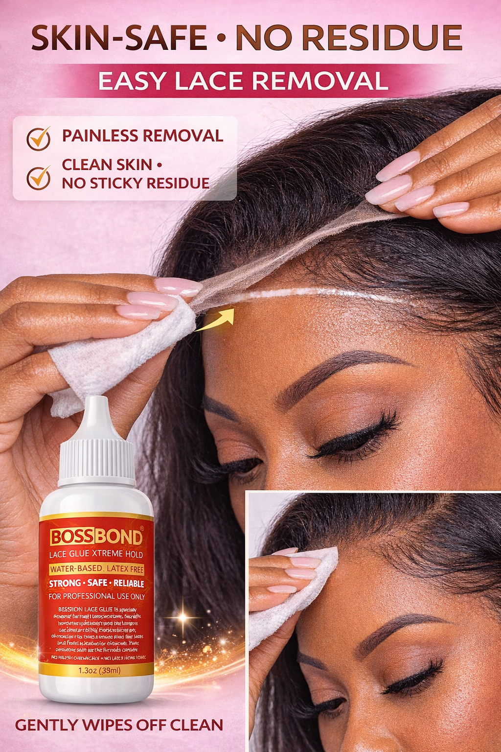 BossBond Lace Glue Extra Hold &amp; Xtreme Hold 1.3oz (2 Pack)