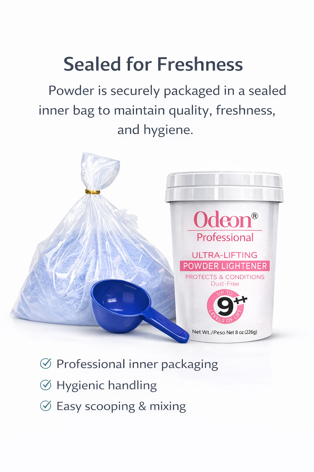 Odeon® Professional Ultra-Lifting Powder Lightener – Up to 9++ Levels 8oz Includes Mixing Bowl &amp; Dye Brush
