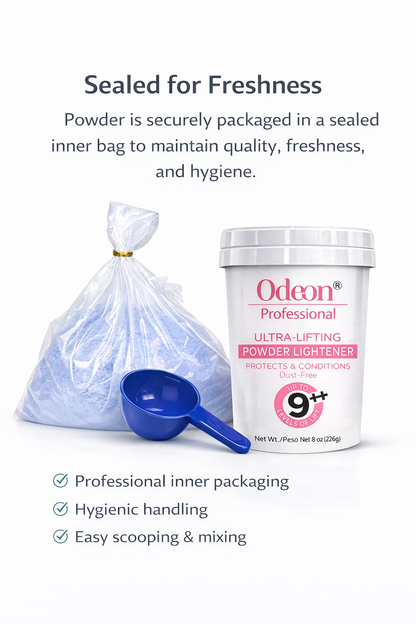 Odeon® Professional Ultra-Lifting Powder Lightener – Up to 9++ Levels 8oz Includes Mixing Bowl &amp; Dye Brush