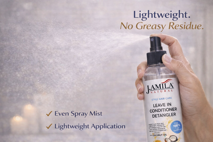 J. AMILA Natural Leave-In Conditioner &amp; Detangler with Vitamin E &amp; Coconut Oil – Heat &amp; UV Protection for Natural, Wigs, Braids &amp; Synthetic Hair (8 oz)