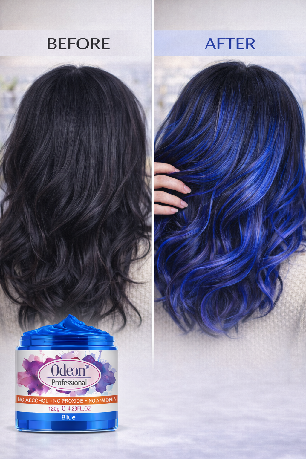 Odeon Professional Blue Hair Color Wax, Temporary Hair Dye for Women &amp; Men (4.23oz)