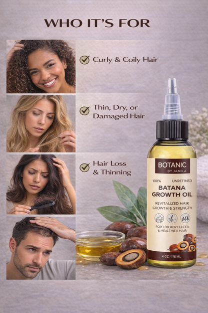 Botanic by J.Amila 100% Unrefined Batana Growth Oil Strengthen, Nourish &amp; Support Hair Growth 4 oz