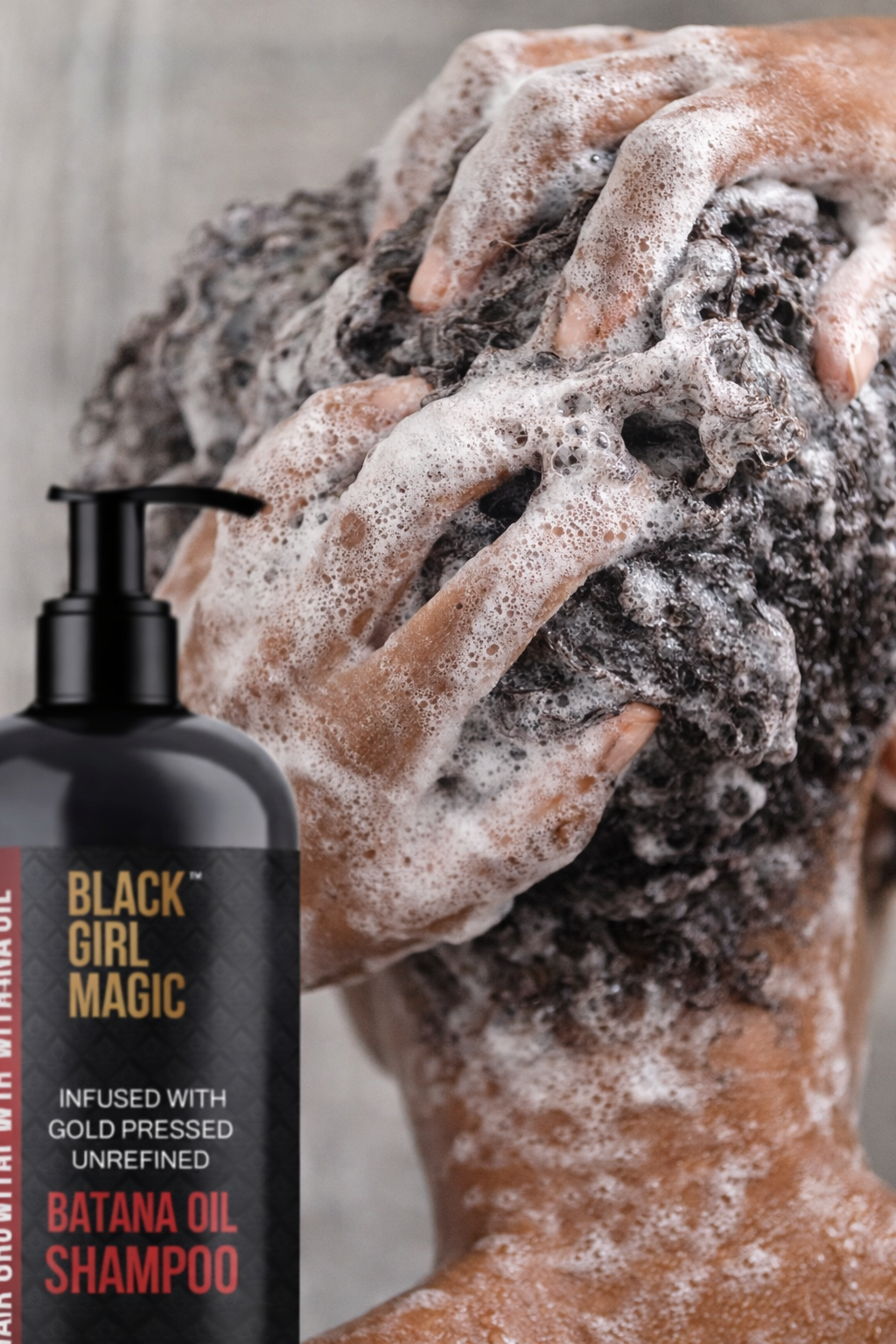 Black Girl Magic infused with gold pressed unrefined Batana hair oil shampoo, 12 Oz