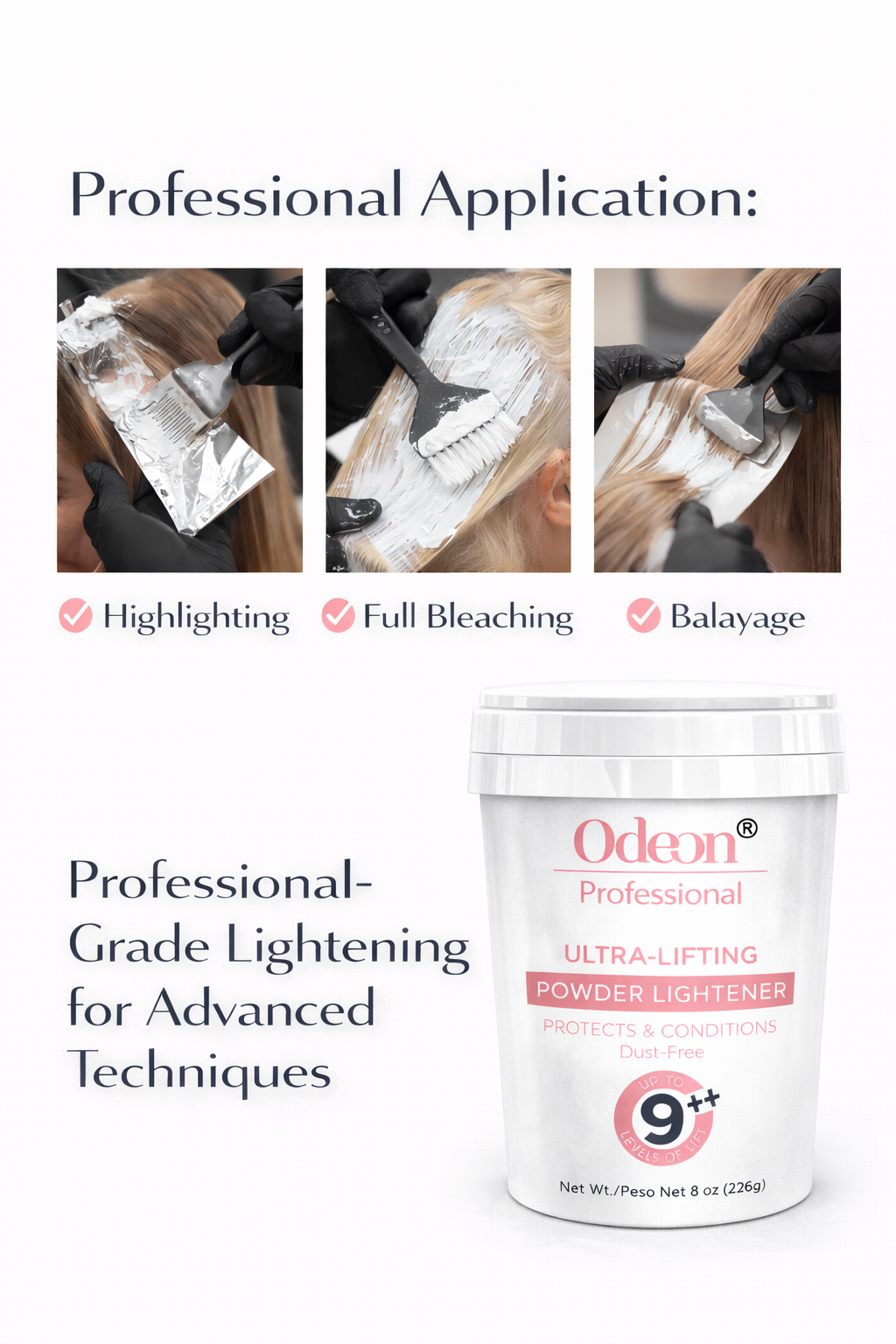 Odeon Professional Ultra-Lifting Powder Hair Lightener Up To 9++ level 8oz