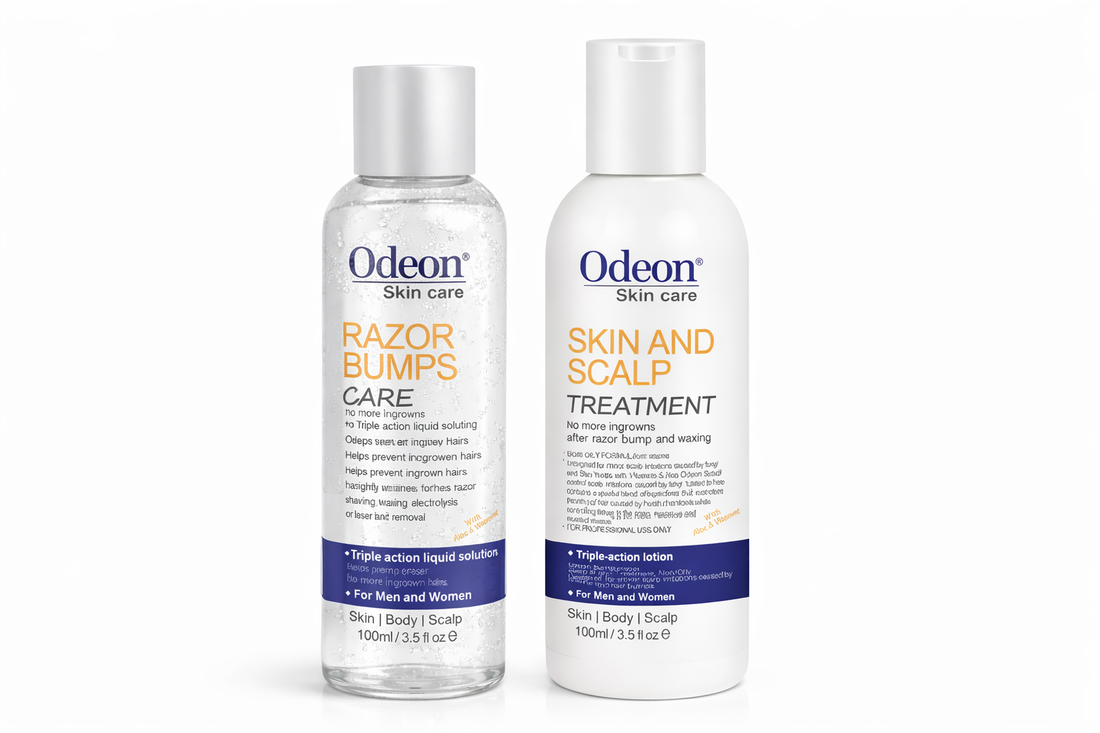ODEON Professional Razor Bumps Care &amp; Skin and Scalp Treatment Duo – Ingrown Hair &amp; Irritation Relief (2 x 3.5 fl oz)