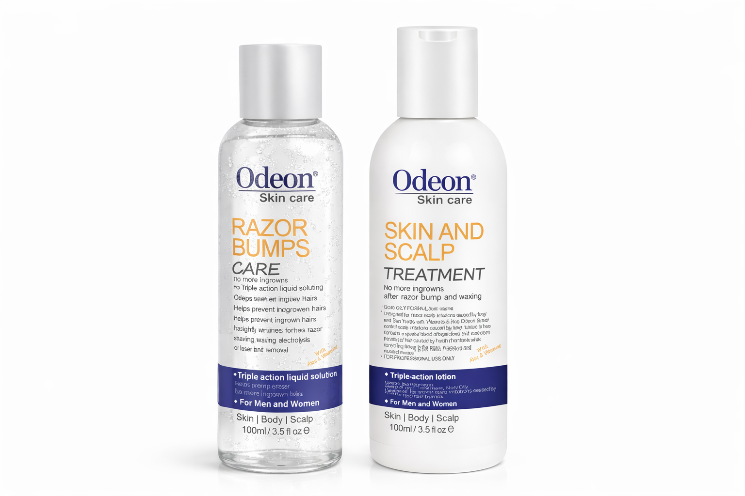 Odeon Professional Razor Bumps Care &amp; Skin and Scalp Treatment Duo – Ingrown Hair &amp; Irritation Relief (2 x 3.5 fl oz)