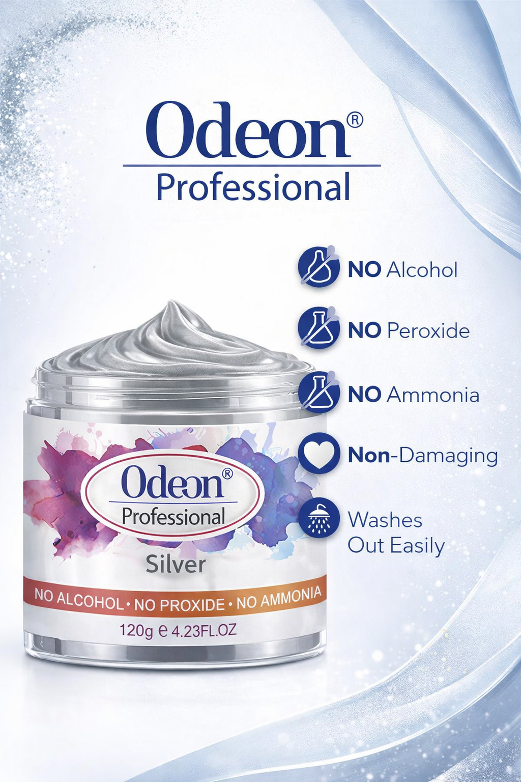 Odeon Professional Silver Hair Color Wax – Temporary Hair Dye for Women &amp; Men | Washable, Natural Ingredients, Easy Styling (4.23oz)