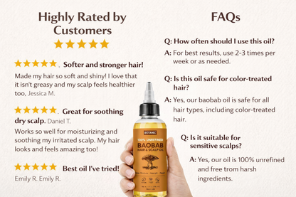 100% Unrefined Baobab Hair &amp; Scalp Oil – Deep Moisture, Strength &amp; Repair | Vegan, Cruelty-Free 4 fl oz (118 mL)