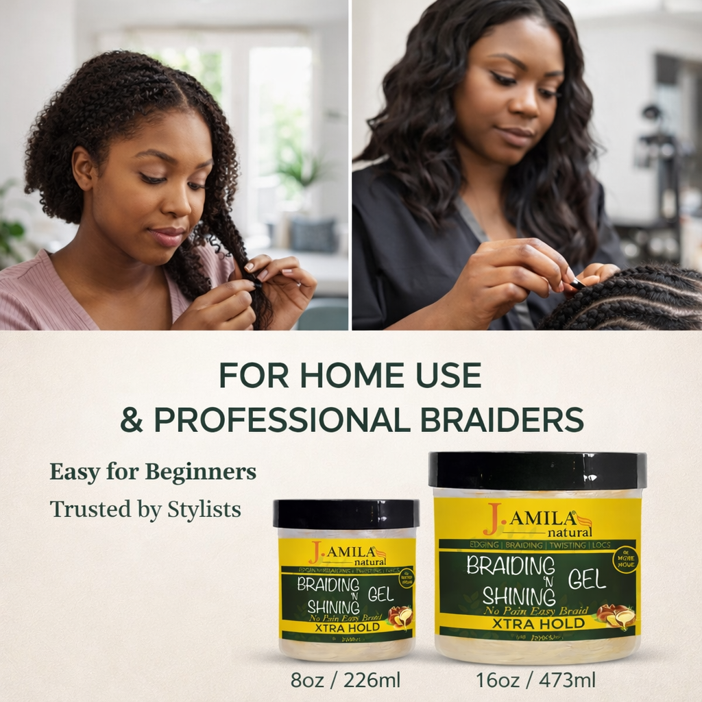 Jamila Natural Award-Winning Braiding ’N Shining Gel – Xtra Hold (16oz / 473ml)