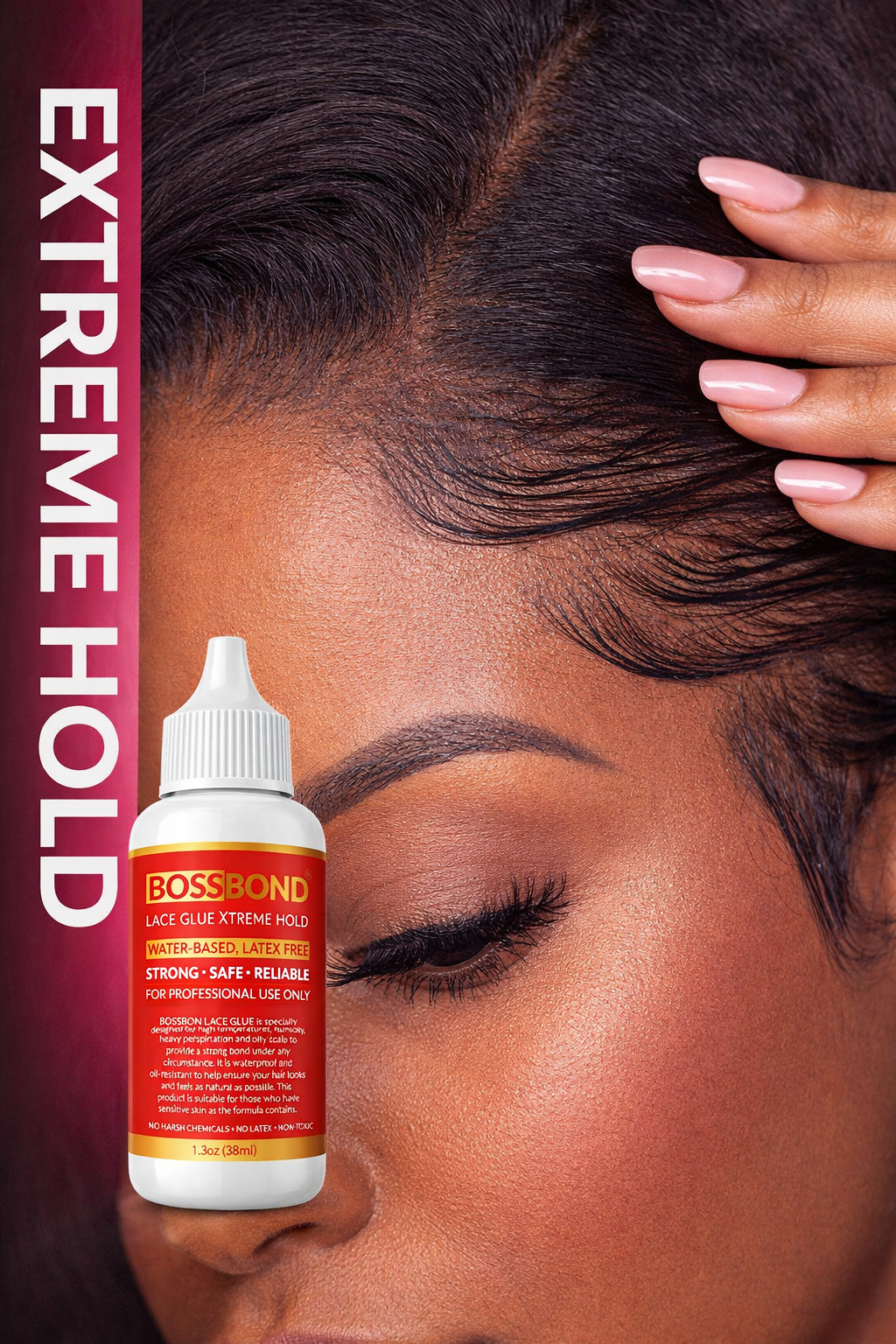 BossBond Lace Glue Xtreme Hold – Water-Based, Latex-Free Wig &amp; Lace Adhesive 1.3 Oz