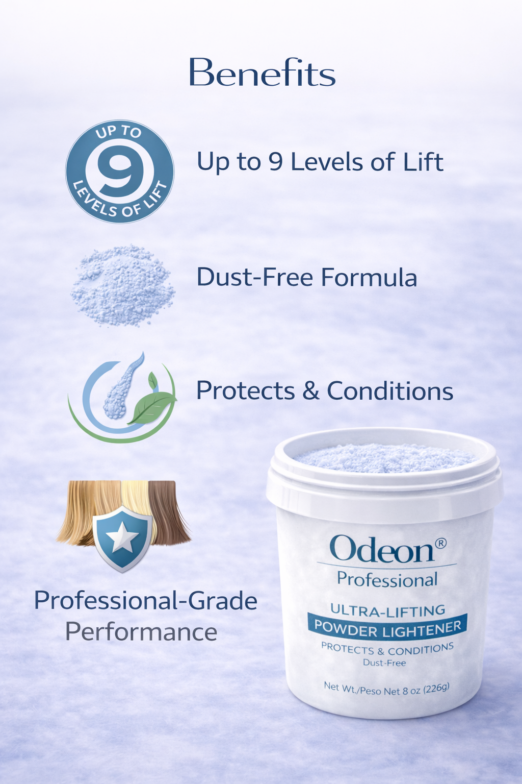 Odeon Professional Ultra-Lifting Powder Lightener up to 9 Levels 8oz (226g)