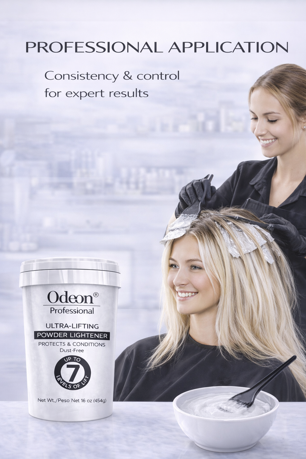 Odeon® Professional Ultra-Lifting Powder Lightener – Dust-Free Bleach, Up to 7 Levels of Lift (16 Oz)