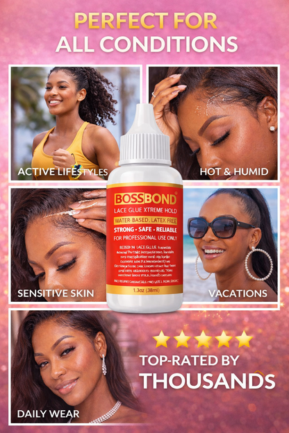 BossBond Lace Glue Xtreme Hold Water-Based, Latex-Free Wig &amp; Lace Adhesive 1.3 Oz