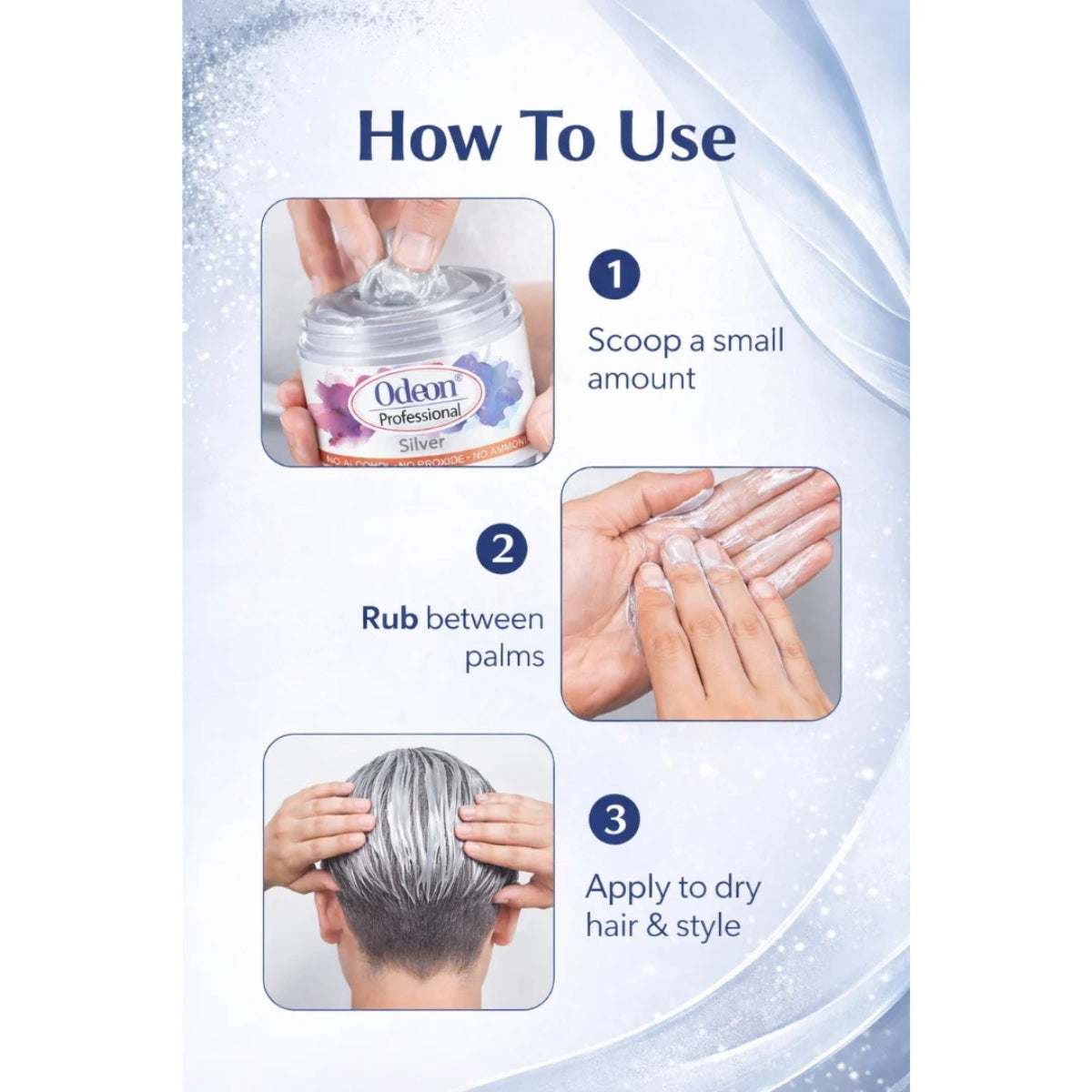 Odeon Professional Silver Hair Color Wax – Temporary Hair Dye for Women &amp; Men | Washable, Natural Ingredients, Easy Styling (4.23oz)