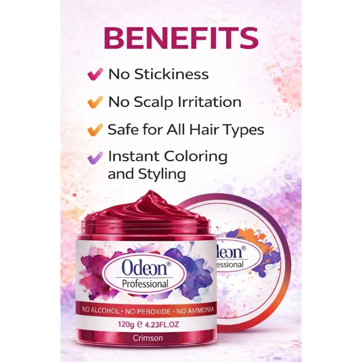 Odeon Professional CRIMSON Hair Color Wax, Temporary Hair Dye for Men &amp; Women  (4.23oz)