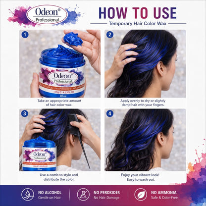 Odeon Professional Blue Hair Color Wax, Temporary Hair Dye for Women &amp; Men (4.23oz)