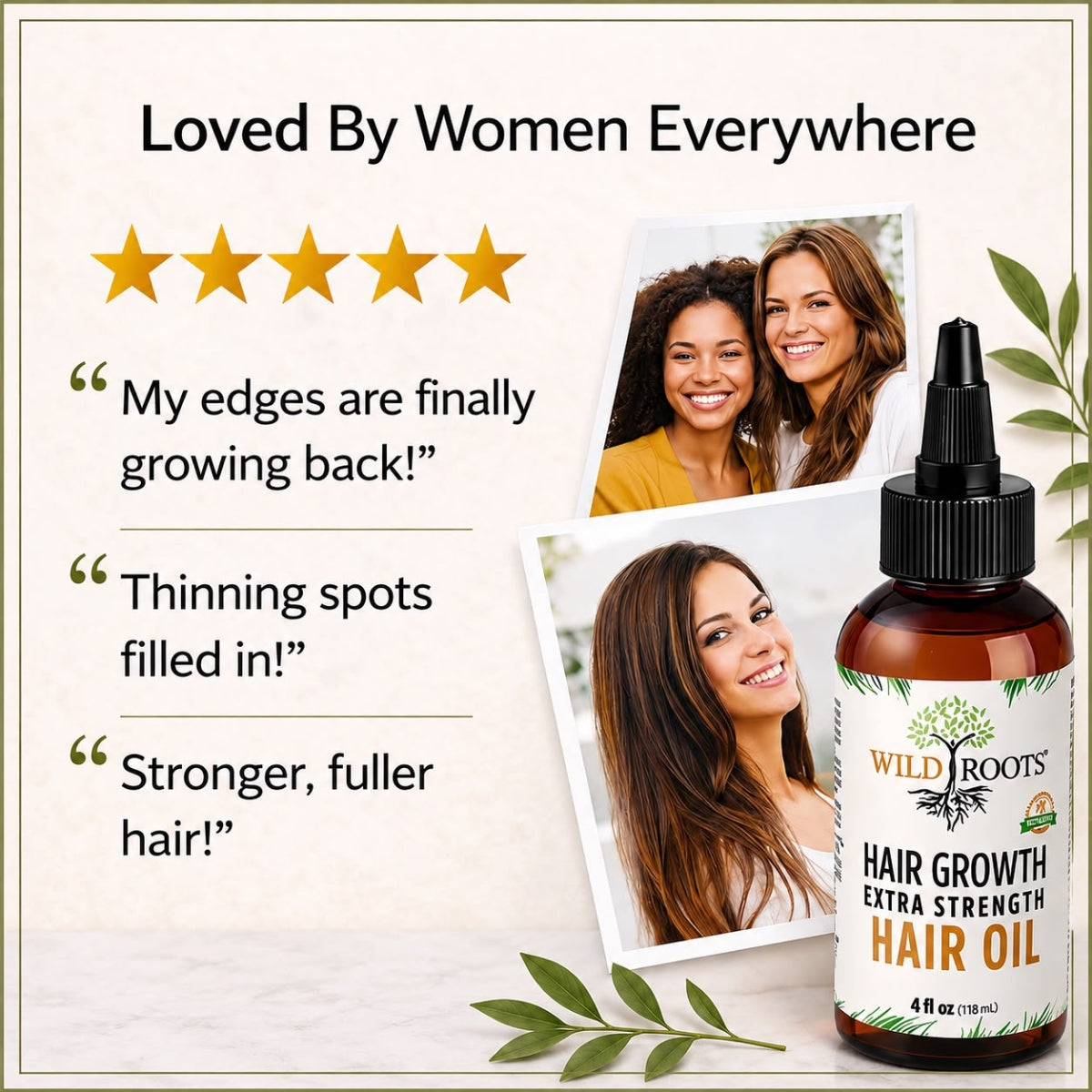 Wild Roots Extra Strength Hair Growth Oil – Fast-Growing, Thickening Scalp &amp; Hair Treatment (4oz)