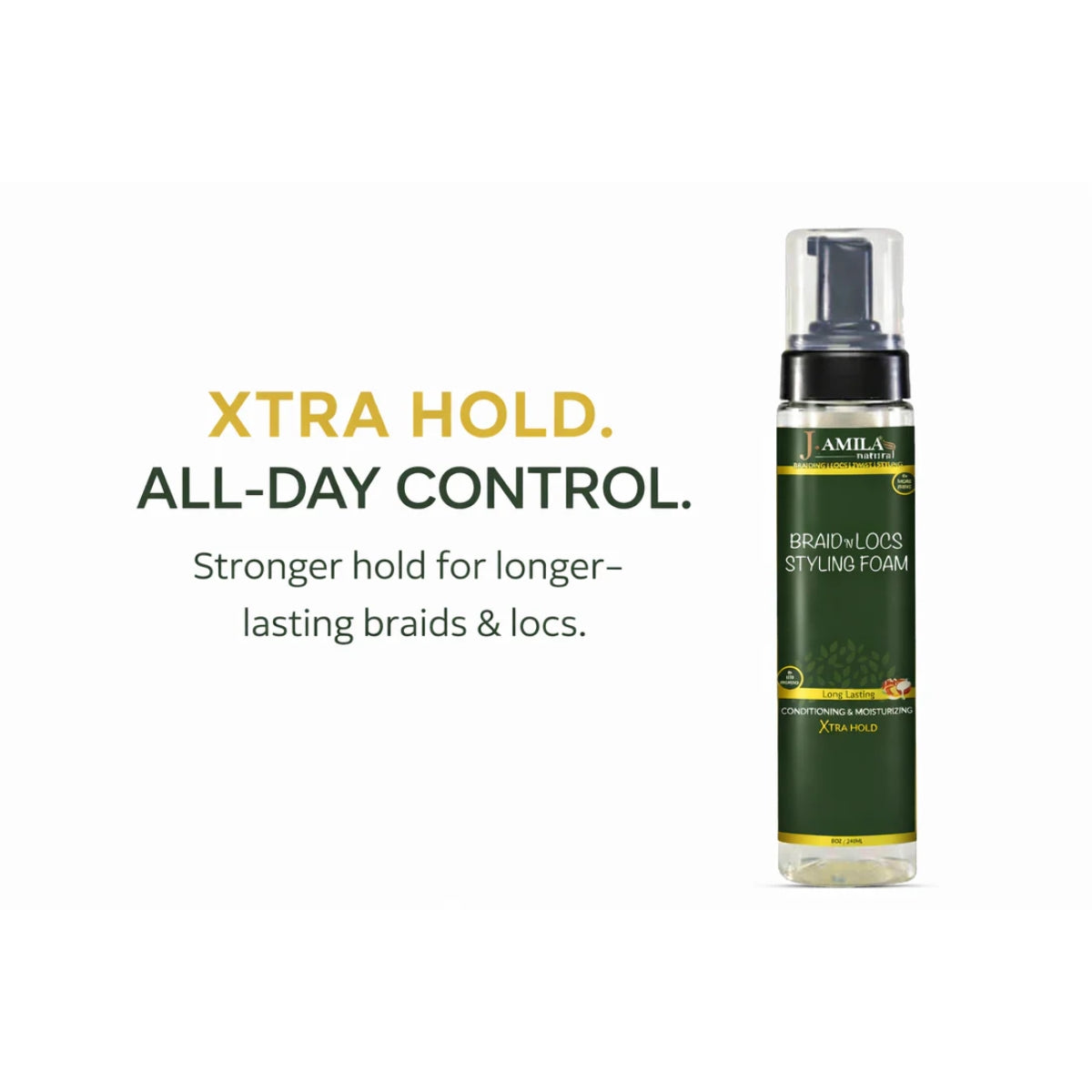 J. AMILA® Braid ’N Locs Styling Foam – Xtra Hold, Long-Lasting Shine (8oz)