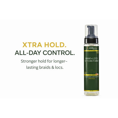 J. AMILA® Braid ’N Locs Styling Foam – Xtra Hold, Long-Lasting Shine (8oz)