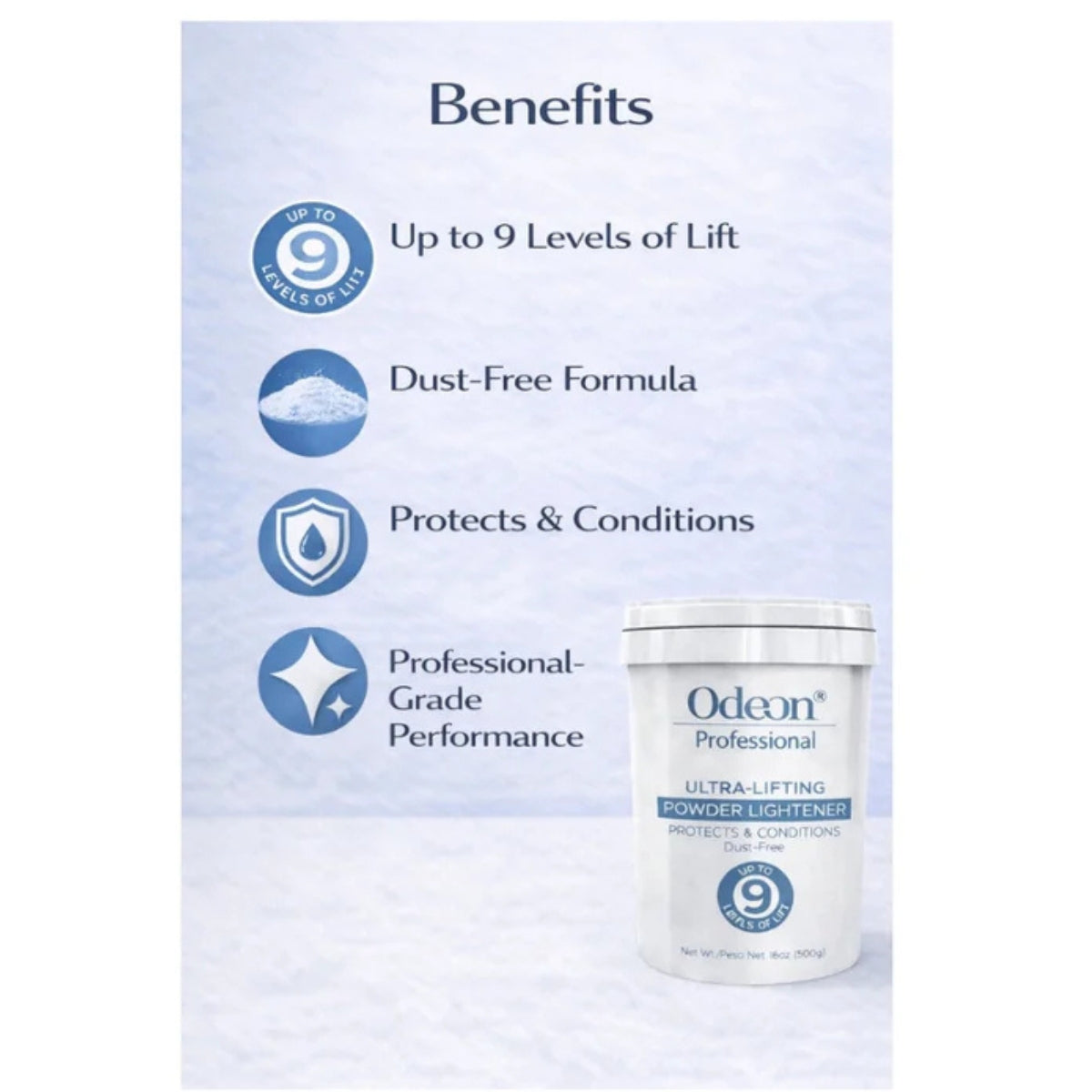 Odeon Professional Ultra-Lifting Powder Lightener Up to 9 Levels 16oz -500g