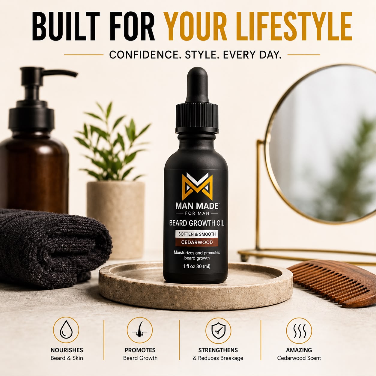 Man Made Cedarwood Beard Growth Oil | Soften, Condition &amp; Nourish