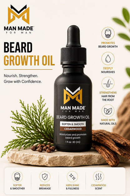 Man Made Cedarwood Beard Growth Oil | Soften, Condition &amp; Nourish