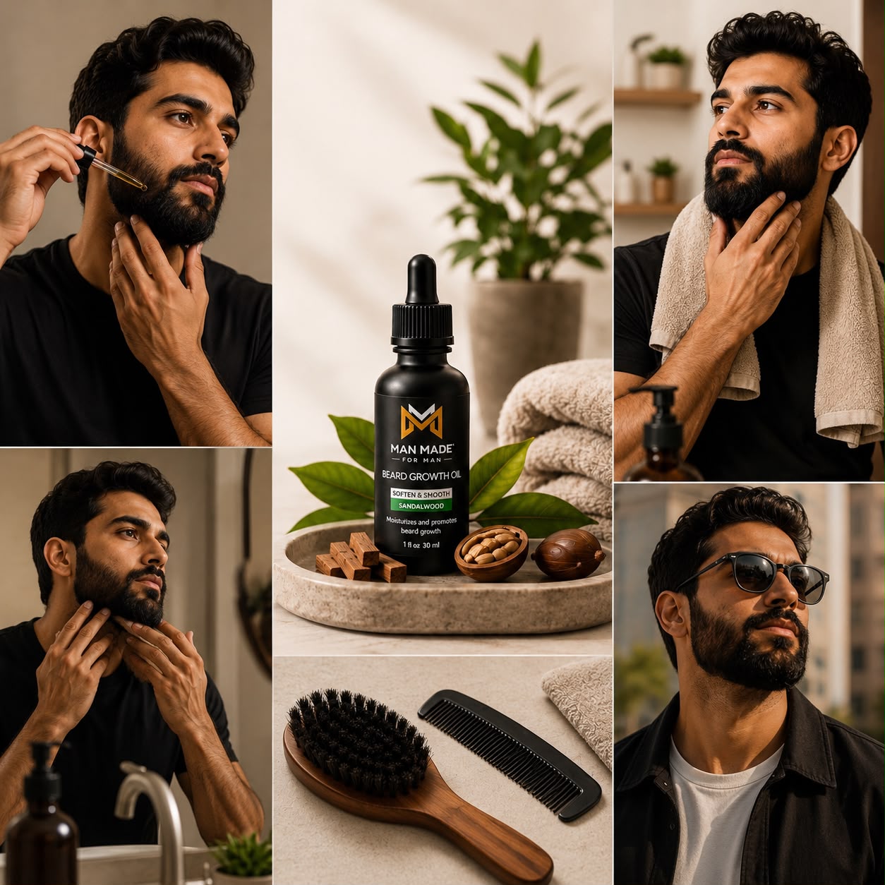 Man Made Sandalwood Beard Growth Oil | Fuller, Softer &amp; Healthier Beard