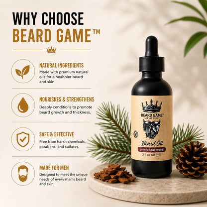 Beard Game Pine &amp; Cedarwood Beard Oil | Soften, Condition &amp; Nourish