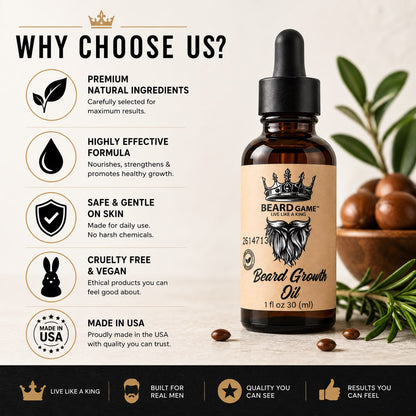 Beard Game Beard Growth Oil | Fuller, Softer &amp; Healthier Beard
