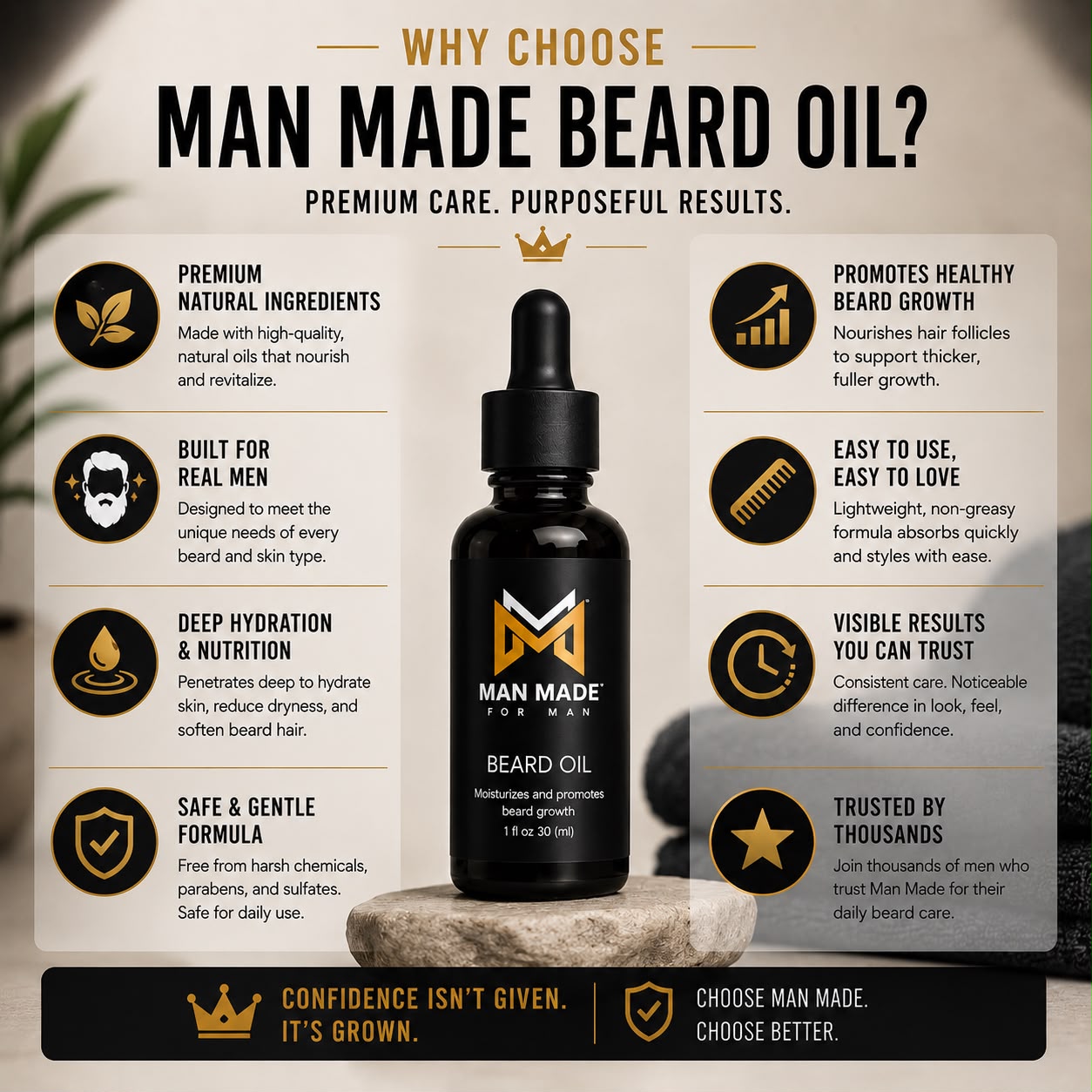 Man Made Beard Oil | Premium Beard Conditioning &amp; Grooming Oil