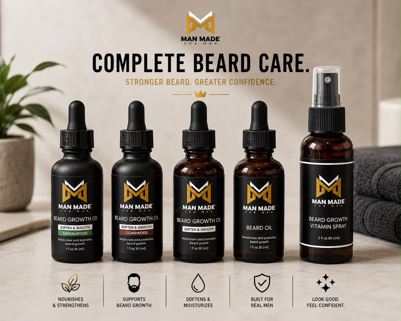 Man Made Beard Oil | Premium Beard Conditioning &amp; Grooming Oil