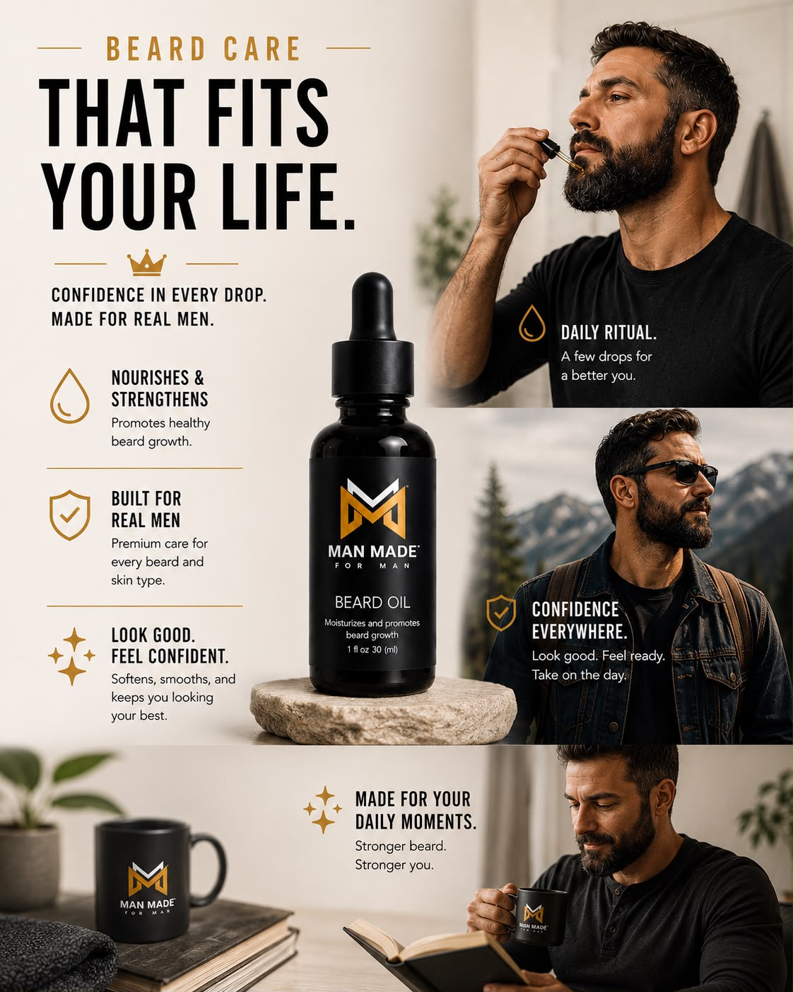 Man Made Beard Oil | Premium Beard Conditioning &amp; Grooming Oil