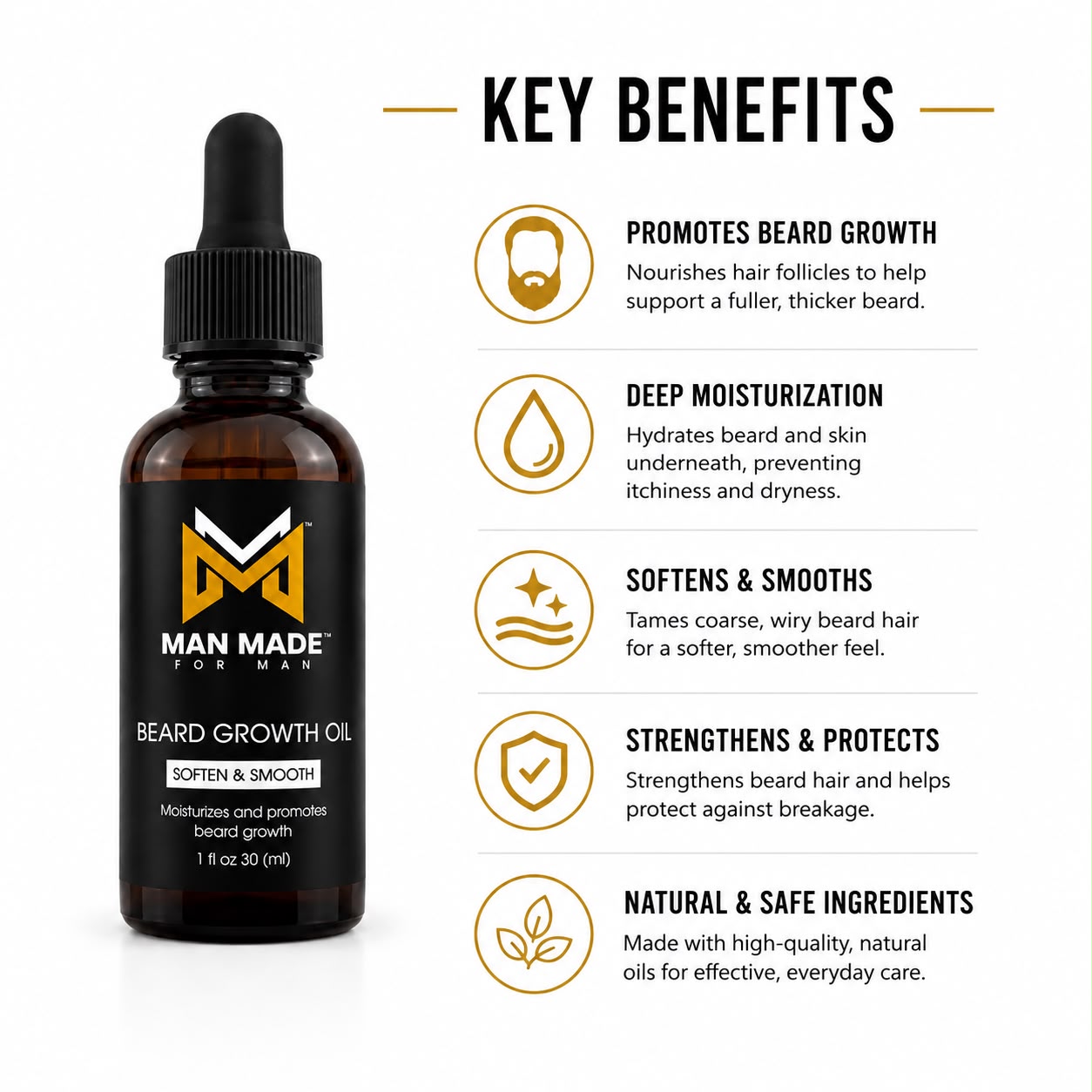 Man Made Beard Growth Oil | Soften, Smooth &amp; Nourish Your Beard